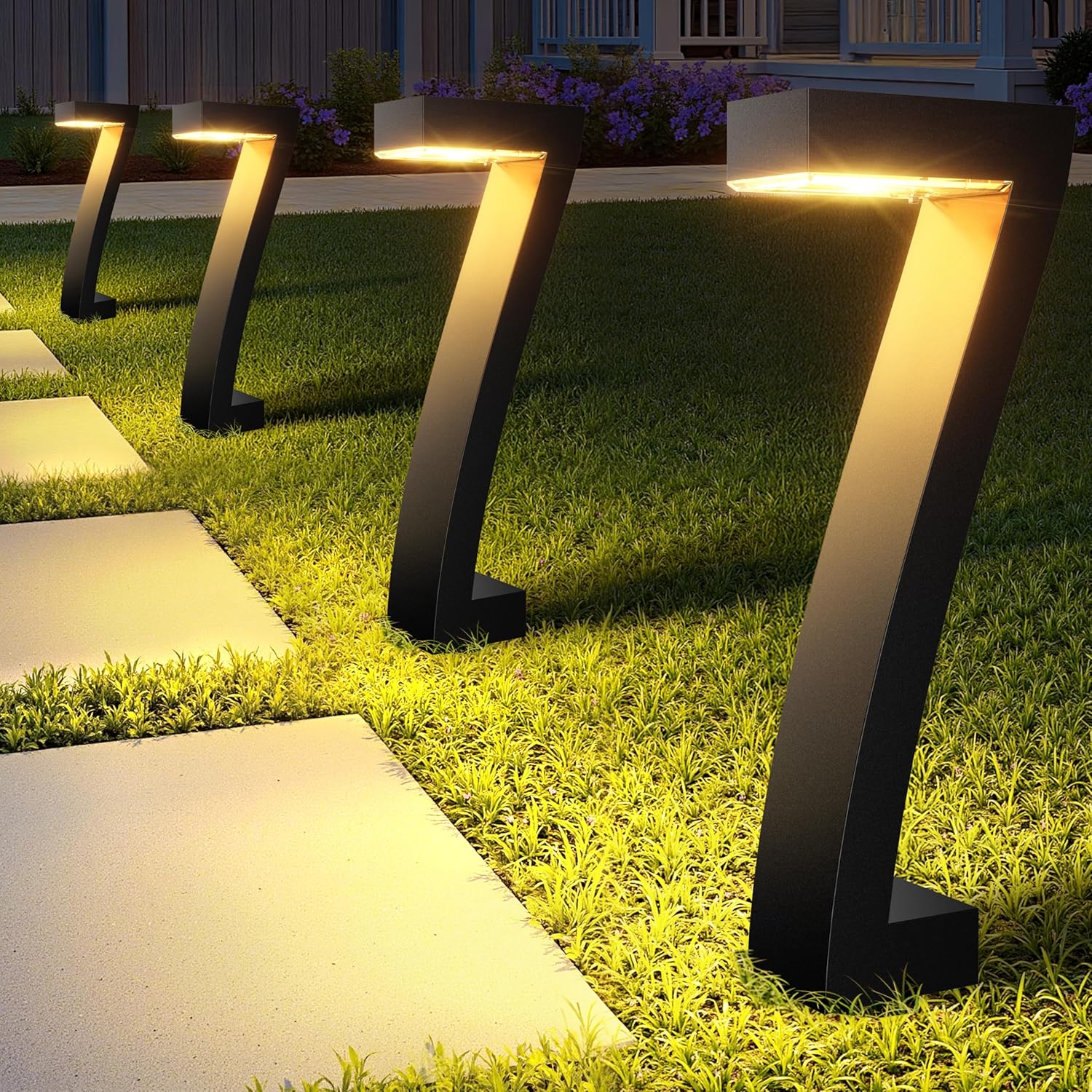 Solar Lights Outdoor Pathway Lights, 4 Pack Upgraded Bright LED Outdoor Solar Light for Outside, IP65 Waterproof Solar Garden Light for Yard, Driveway, Walkway, Landscape, Patio Decor